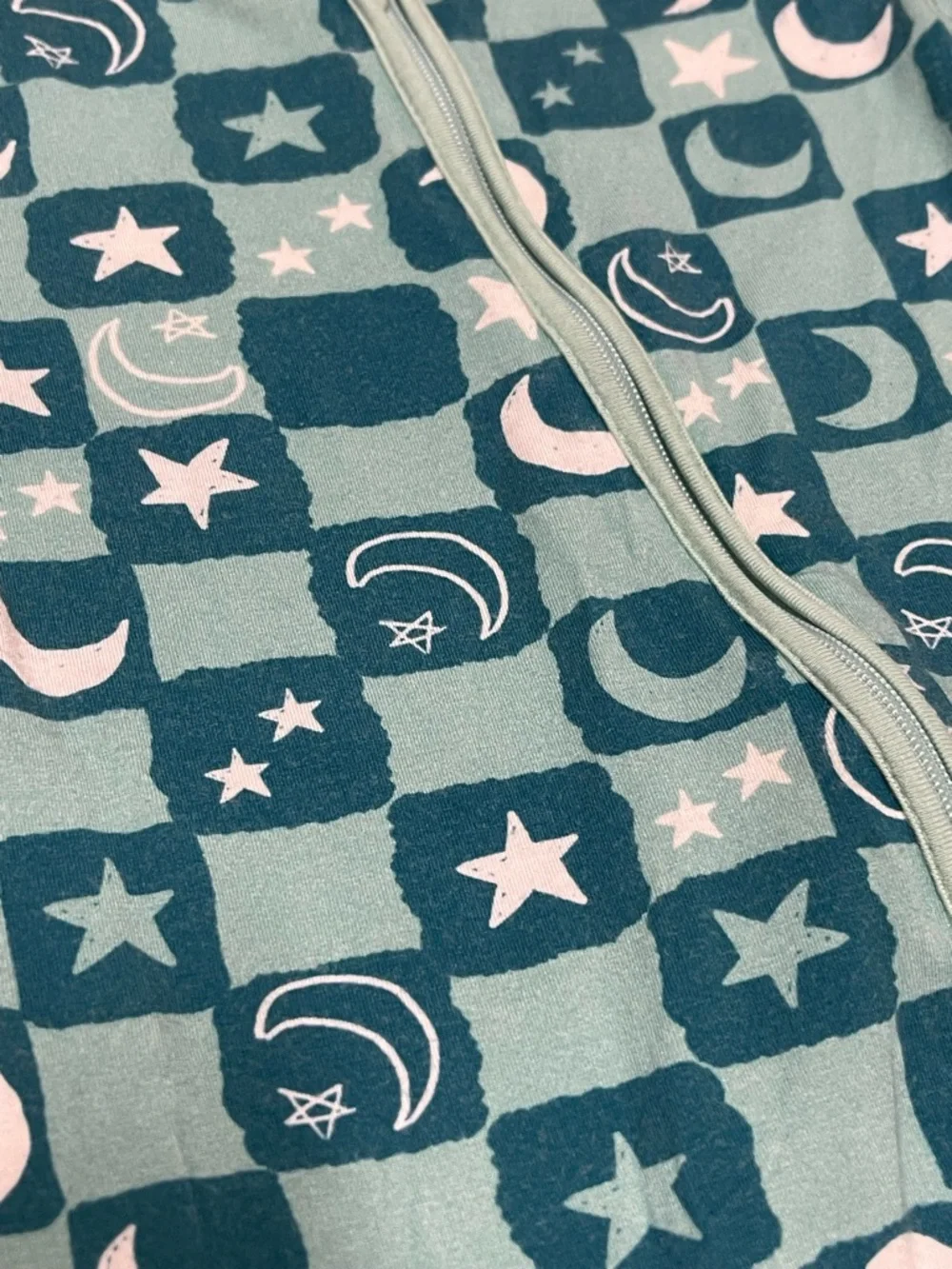 Teach Leanbh Bamboo Baby Sleeper 6-12M Teal Star Moon Zip Romper Footed Pajamas - Picture 7 of 8